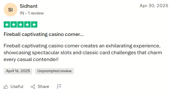 Opinia gracza Fireball Casino - ogólna ocena